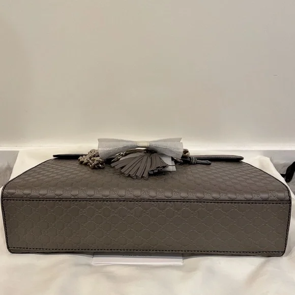 GUCCI 449635 Microguccissima Medium Emily Chain Shoulder Bag Grey - Picture 9 of 12